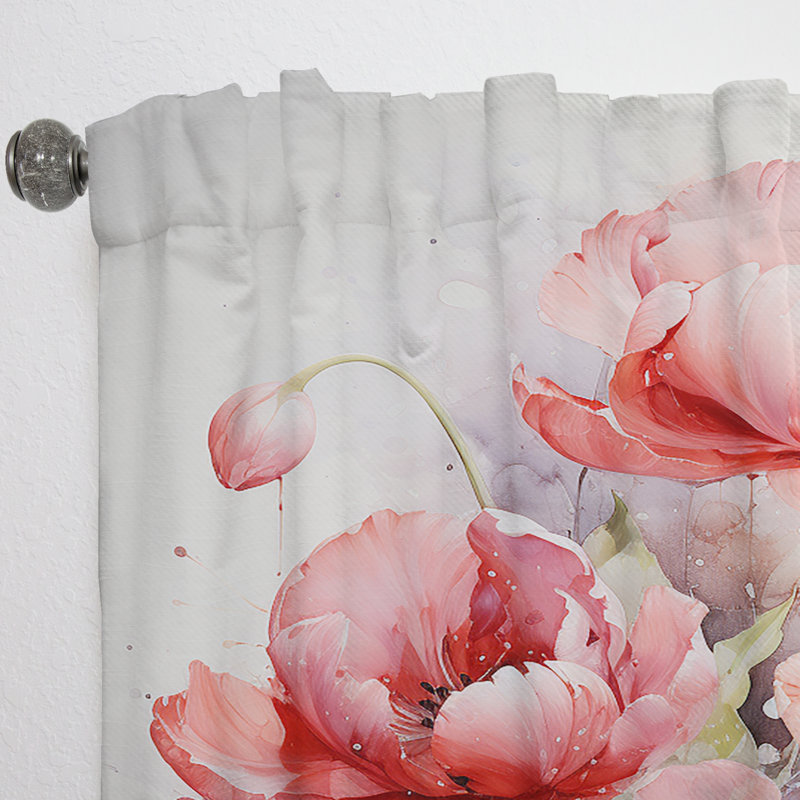Mayvale Tulips Rendered in a Monochromatic Palette - Traditional Curtain - Velvet Room Darkening - 1 Panel, 52" W x 63" L