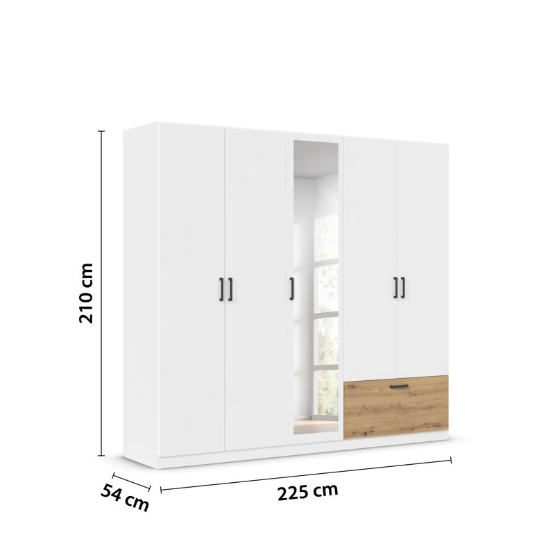 Bari Manufactured Wood Wardrobe, Alpine white/Artisan oak