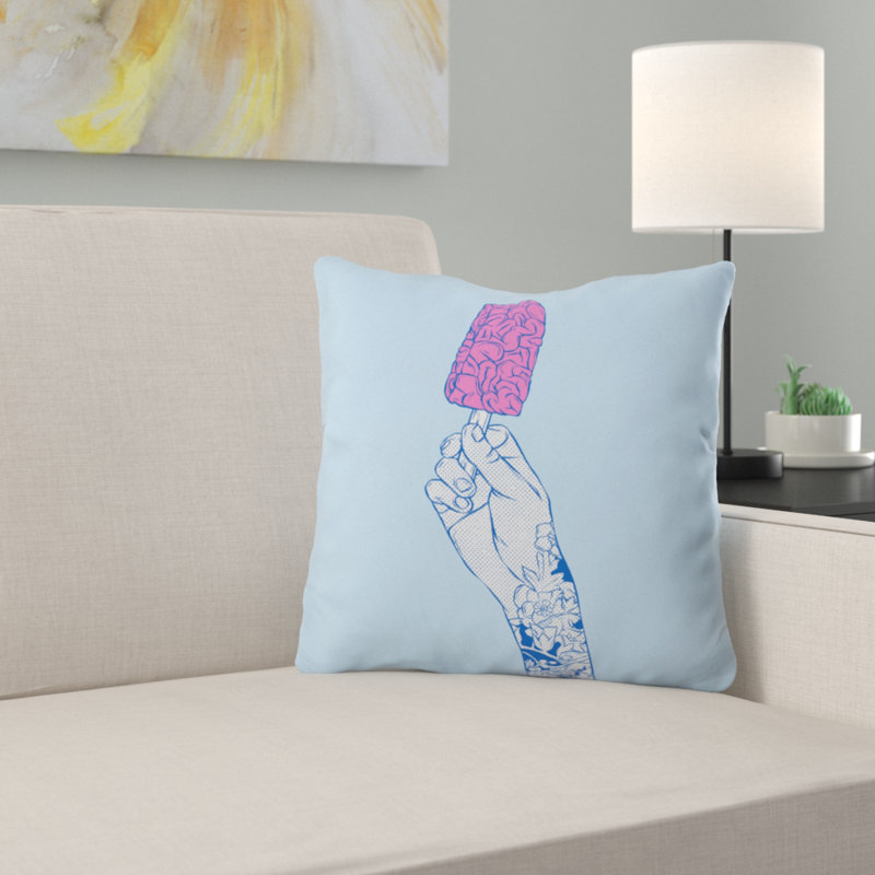Brain Ice Cream Mmmmm Throw Pillow, 26" x 26"