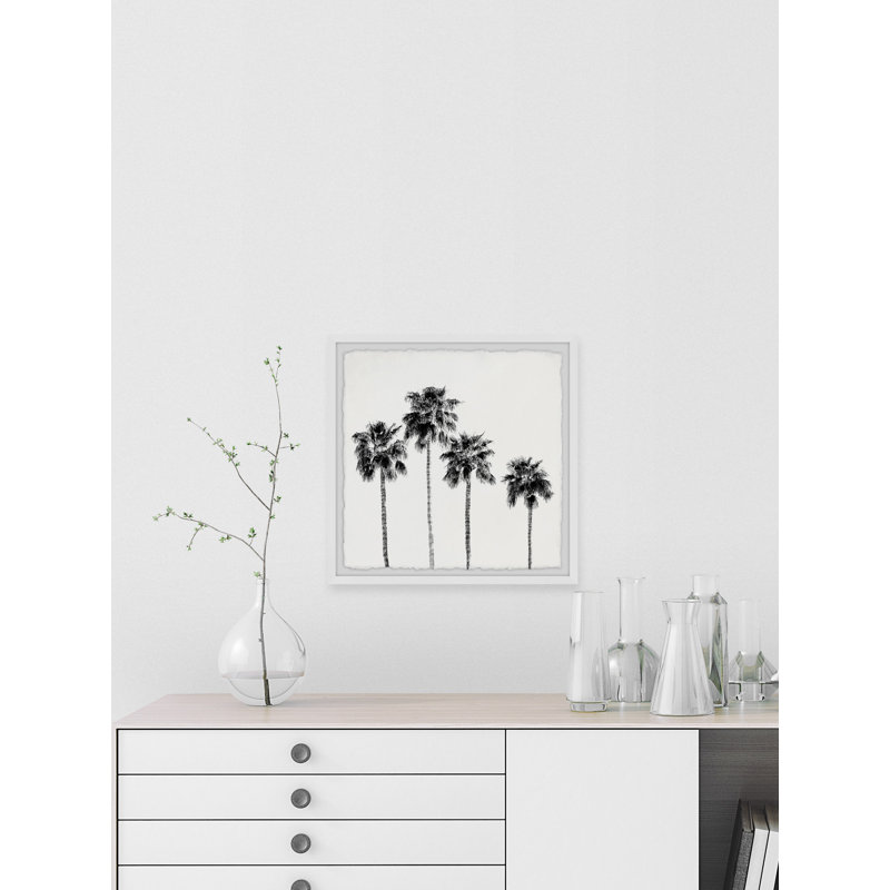 Four Palm Trees - Single Picture Frame Print, 61cm H x 61cm W x 3.81cm D