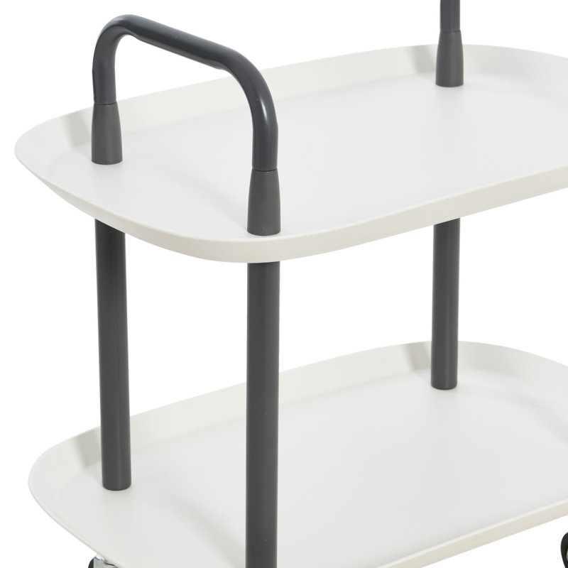 Chariot à 2 niveaux en plastique et métal Main + Mesa, Gris foncé, Blanc