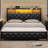 King size headboard and charging station, Platform bed frame with LED lights, Sturdy and stable, No noise, No box spring required, Easy to assemble, Black
