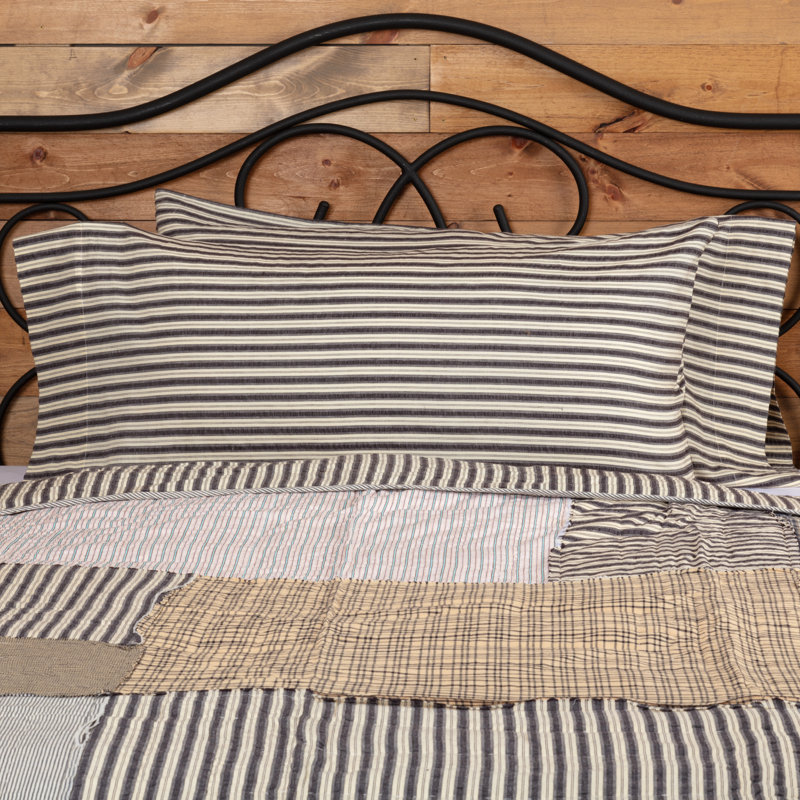 Ashmont Charcoal Grey and Ivory Cotton King Pillowcase Set