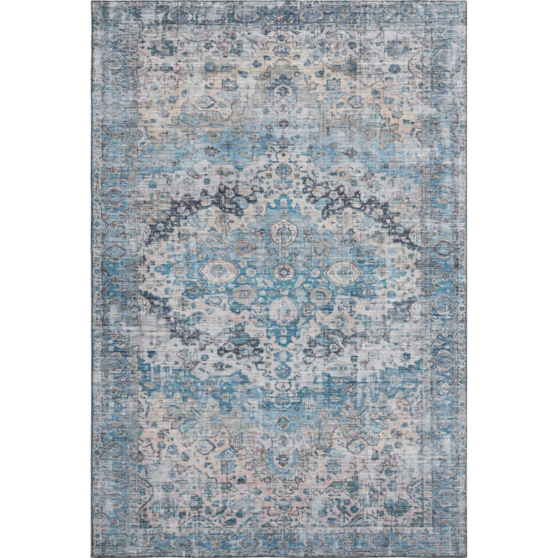 Premium Machine Washable Lubbers AMF1755 Border Rug, Rectangle 10' x 14'