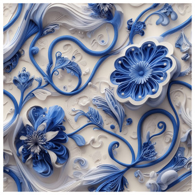 Tapisserie murale fleurs bleues quilling bleues