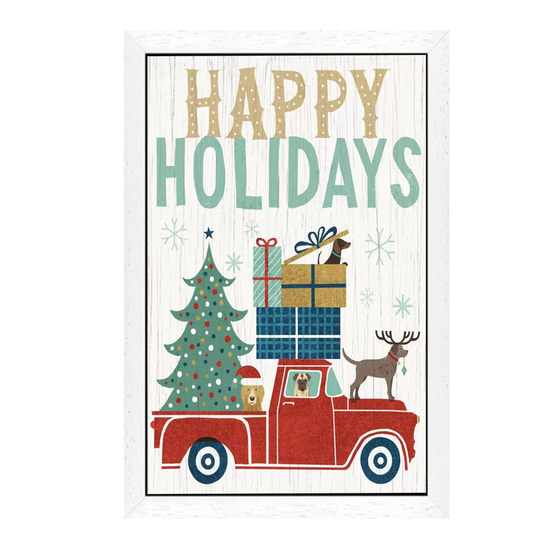Happy Holidays II by Michael Mullan - Floater Frame Print on Canvas, White Framed