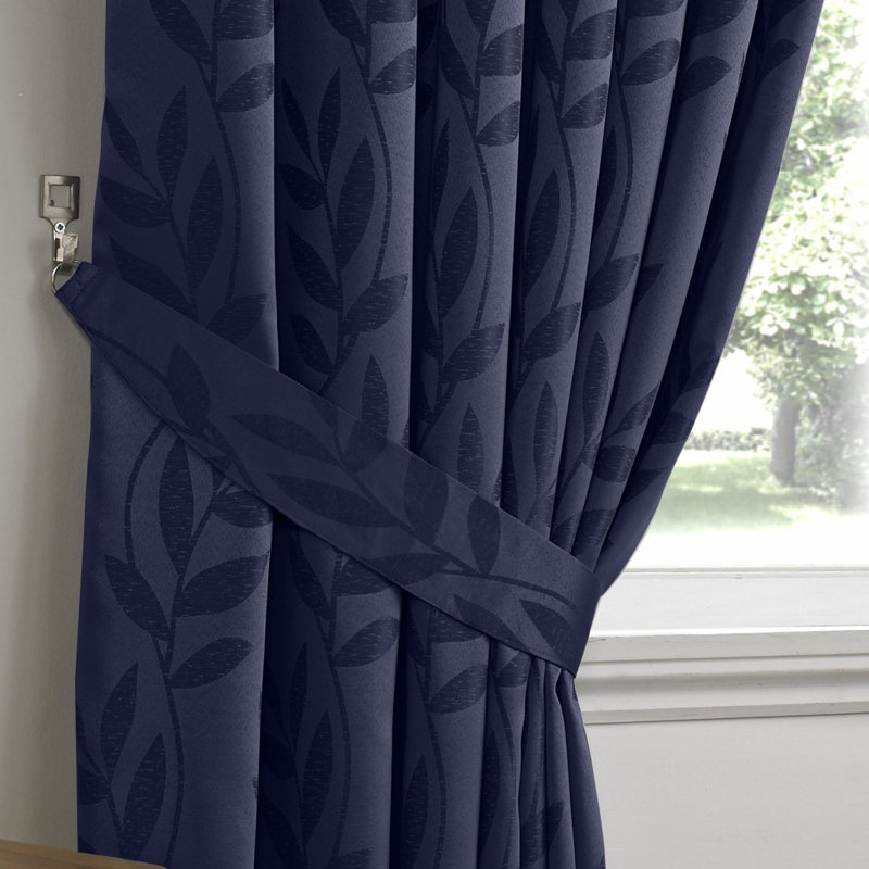 Semi Sheer Curtain Pair, 116 cm W x 182 cm D, Navy