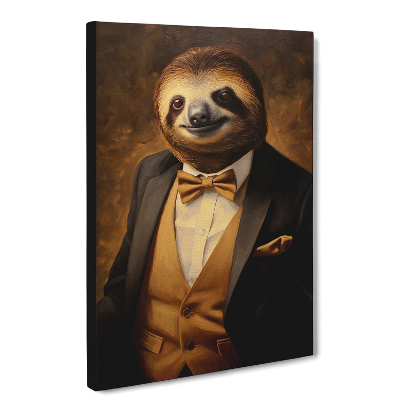 Sloth in a Suit Painting No.2 - Wrapped Canvas, 50cm H x 35cm W x 3cm D