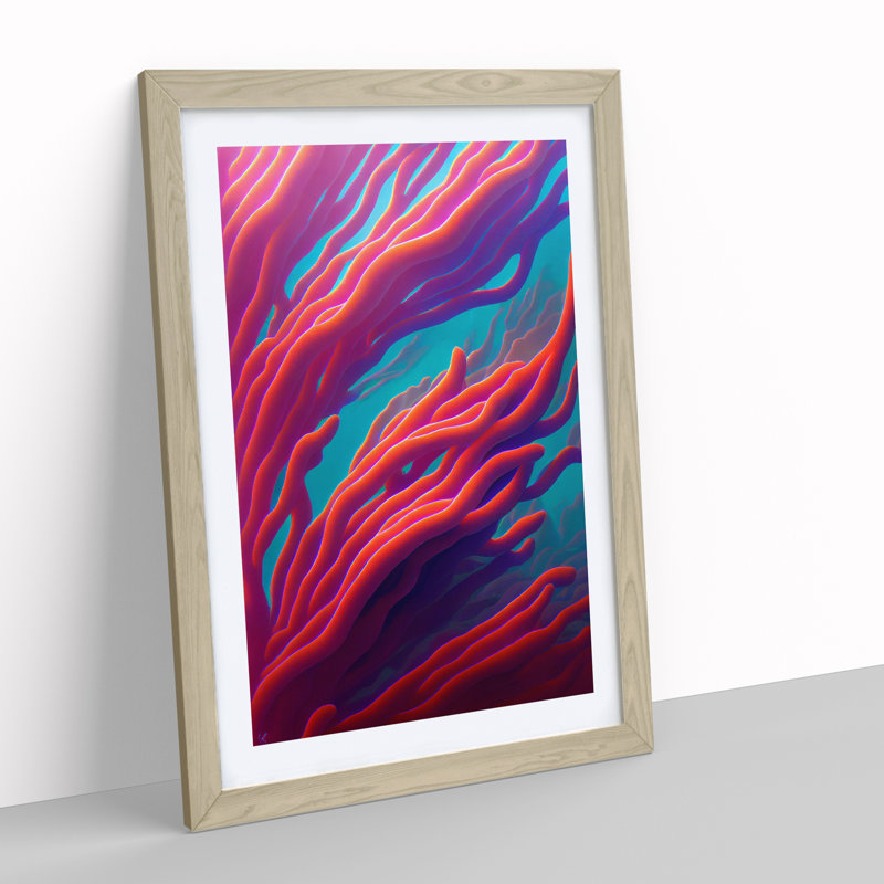 Floating Coral - Framed Print, 34cm H x 25cm W x 2cm D, Oak