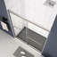 Porte de douche à dérivation, 56 à 60 po x 70 po, verre trempé de 1/4 po, finition polie et protection supérieure contre les fuites de 70 po avec poignée coulissante