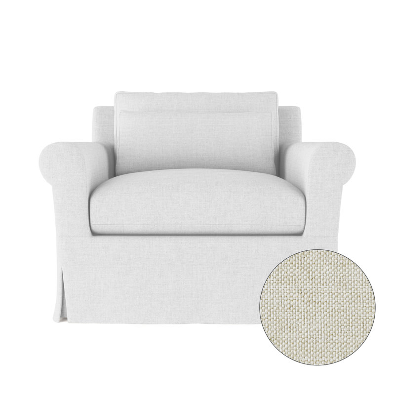 Transitional Chair, 34" H x 40" W x 42" D, Pebble Weave Linen Alabaster, Ebony