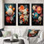 «Funky Foliage Vibrant Flowers On Black», 3 pièces-1453147429-1453147432
