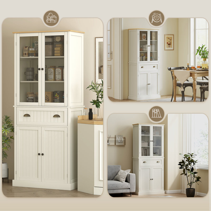 182.5cm Kitchen Pantry, White