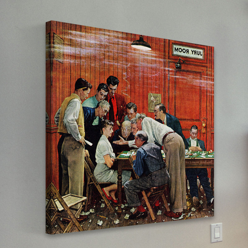 « jury » par norman rockwell, reproduction d’art sur toile tendue, H 18 po x l 18 po