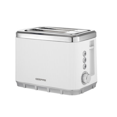 GEEPAS Arcus 2 Slice Toaster | 7 Browning Levels Cancel Defrost Reheat | For Thin Small Bread Slice Removable Crumb Tray Cool Touch Housing High Lift Space-Saving Design | 2 Yr Warranty 930W