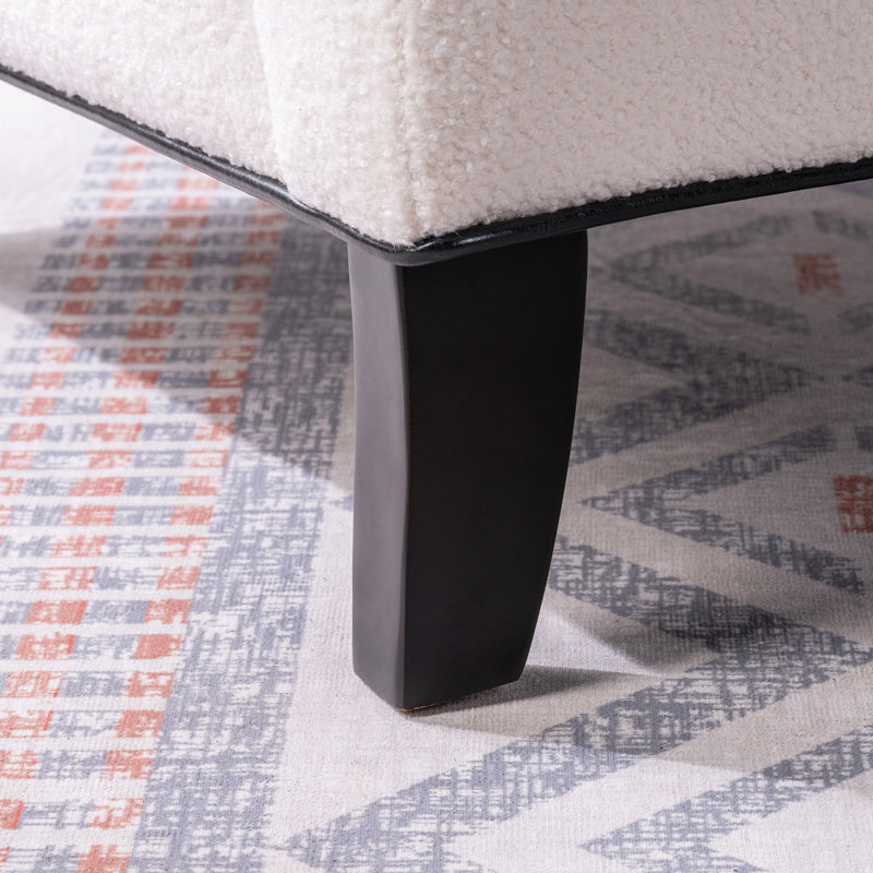 Grita Upholstered Accent Chair with Wooden Legs, White Polyester Blend
