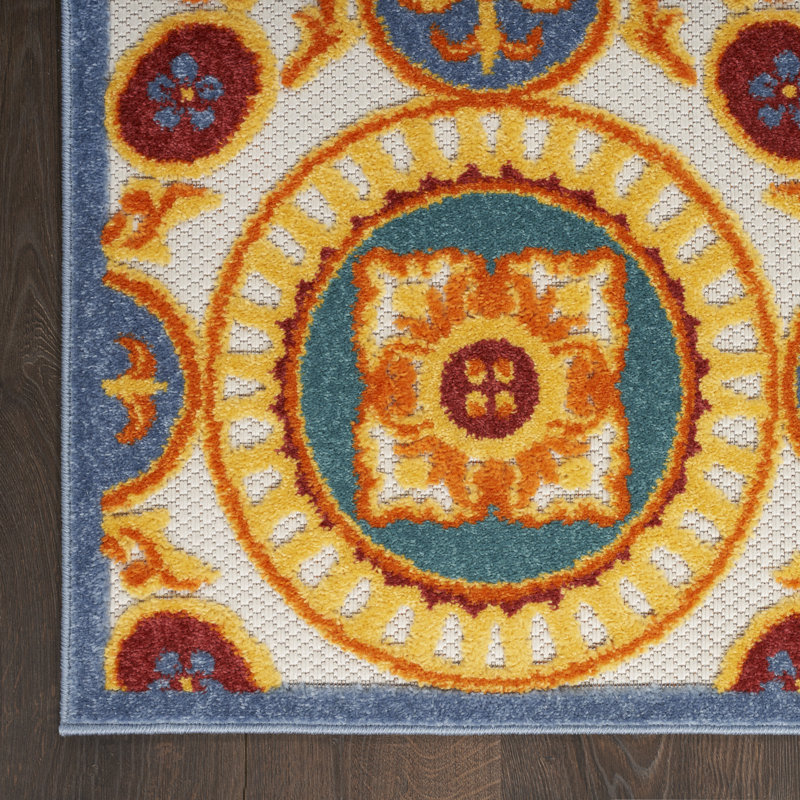 Tapis intérieur / extérieur multicolore à motif géométrique Mamini Aloha, Rectangle 5 pi 3 po x 7 pi 5 po