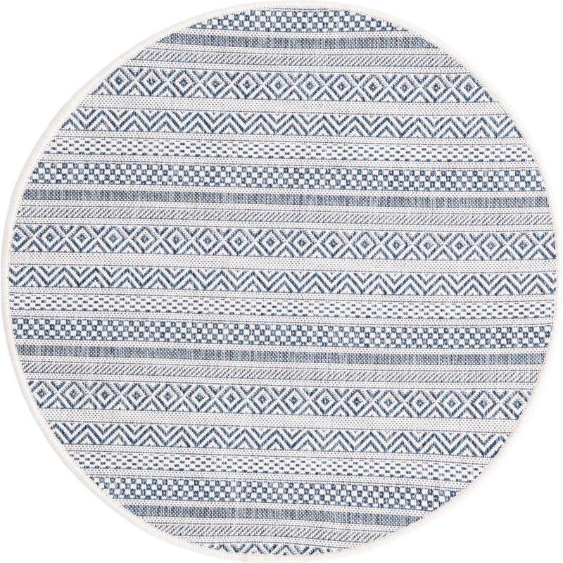 Evolet Striped Indoor / Outdoor Rug, Round 5'3"
