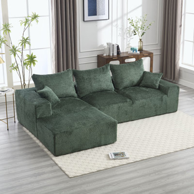 Boucle Sectional Sofa with pillows,No Assembly Needed