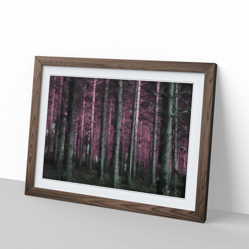 Forest in Pink - Framed Print, 27cm H x 36cm W x 2cm D, Walnut Framed