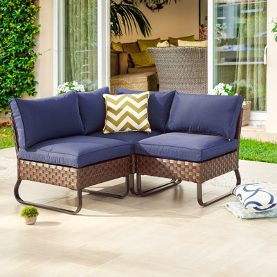 Heiman 53.1'' Polyethylene (PE) Wicker Outdoor Patio Sectional