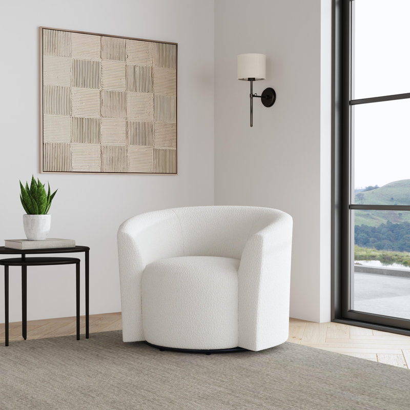 Fauteuil demi-tonneau pivotant de 32 po Markco, Crème Boucle