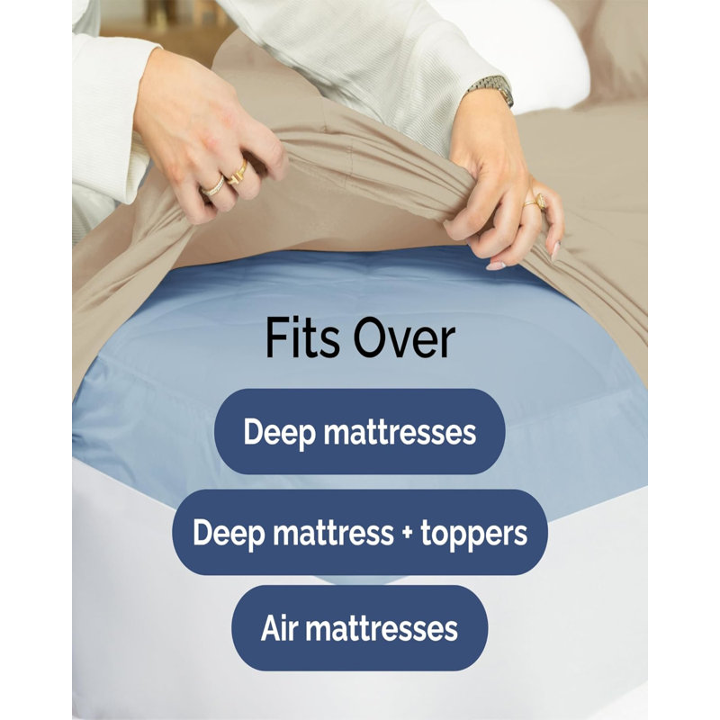 Extra Deep Pocket luxury Sheet Set - Solid Ultra Soft & Cooling Sheet Sets, Queen Sheet with Fitted Sheet and 2 Pillowcases