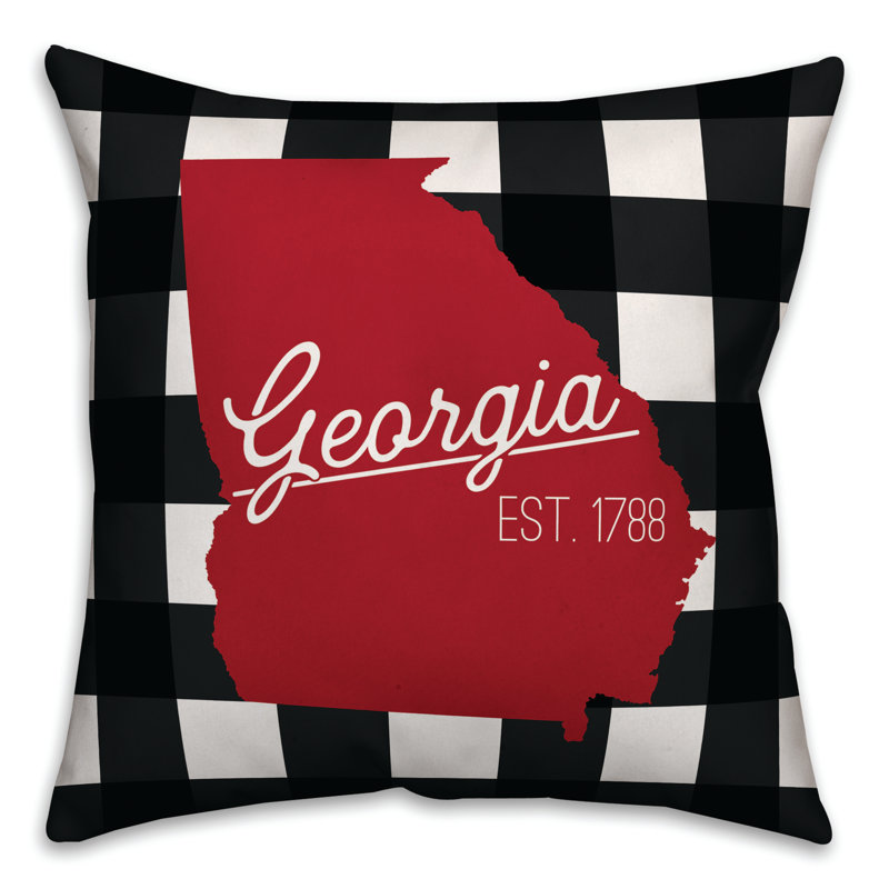 Housse de coussin carré et insert, Noir / rouge, Géorgie