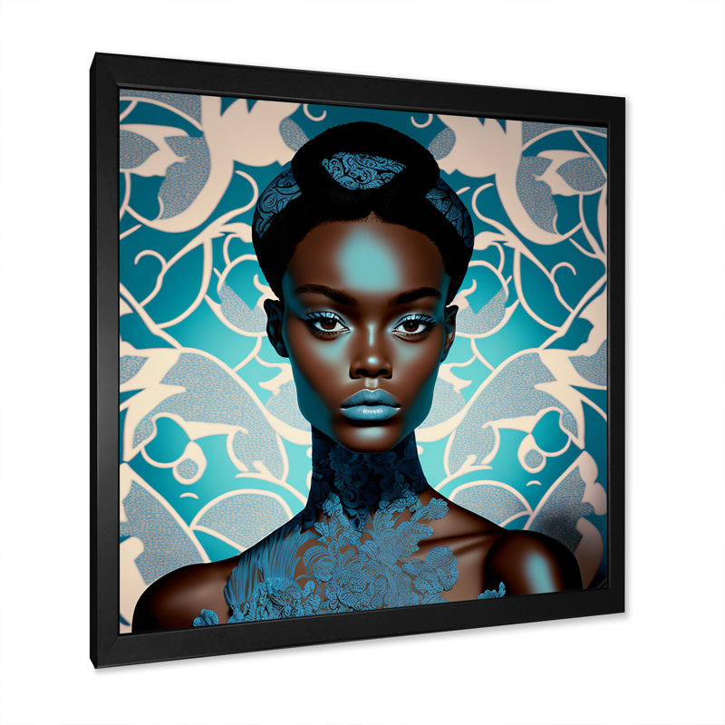 «Beautiful Retro African American Model VI», reproduction sur toile, H 24 po x l 24 po x P 1 po, Cadre photo noir