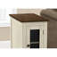 Table d'appoint avec tablette fixe: placage blanc et brun antique, étroit pour le salon de la chambre à coucher, espace de rangement facile à installer: bouton de porte en métal, nettoyage d'assemblage