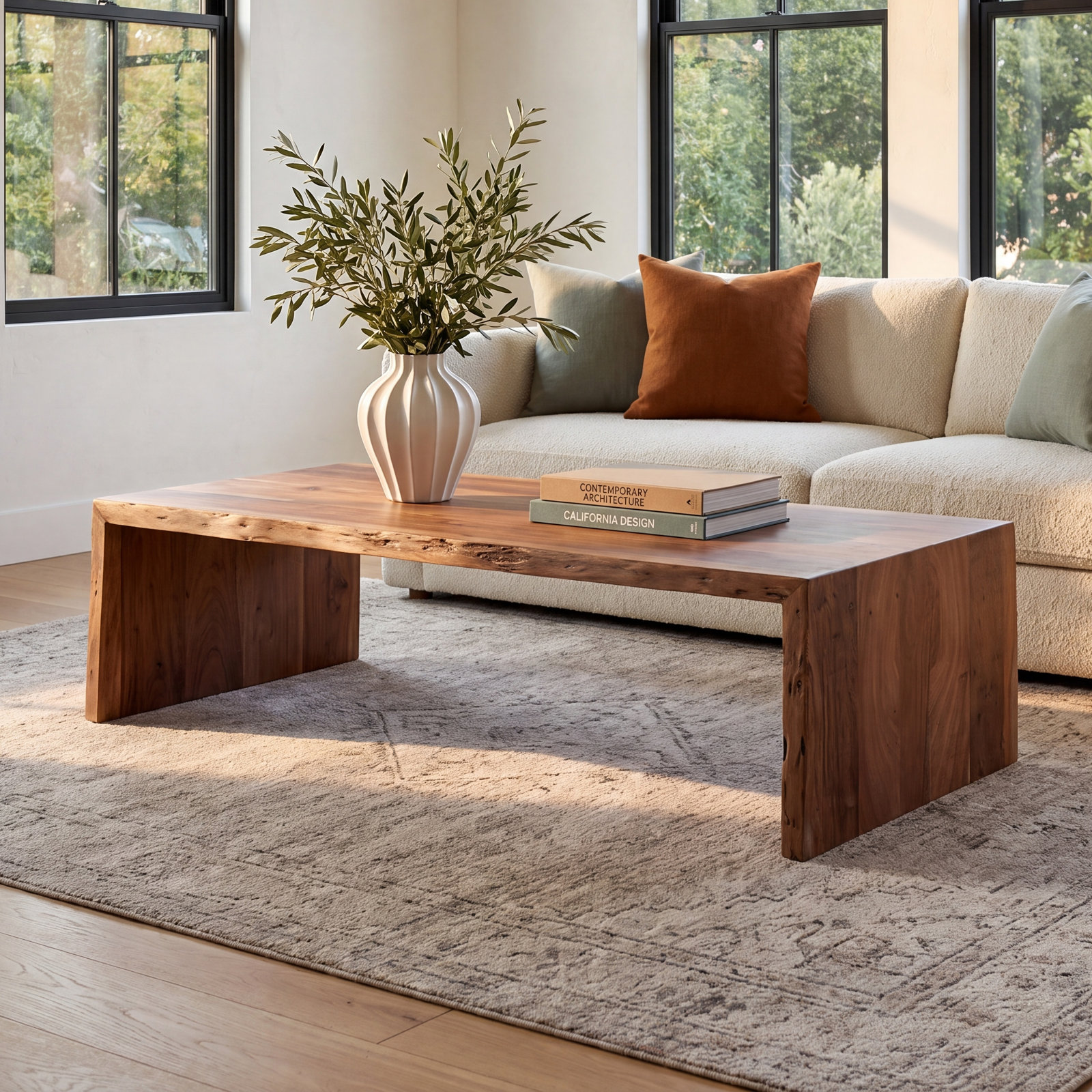 Matthews 54" Acacia Coffee Table, Brown