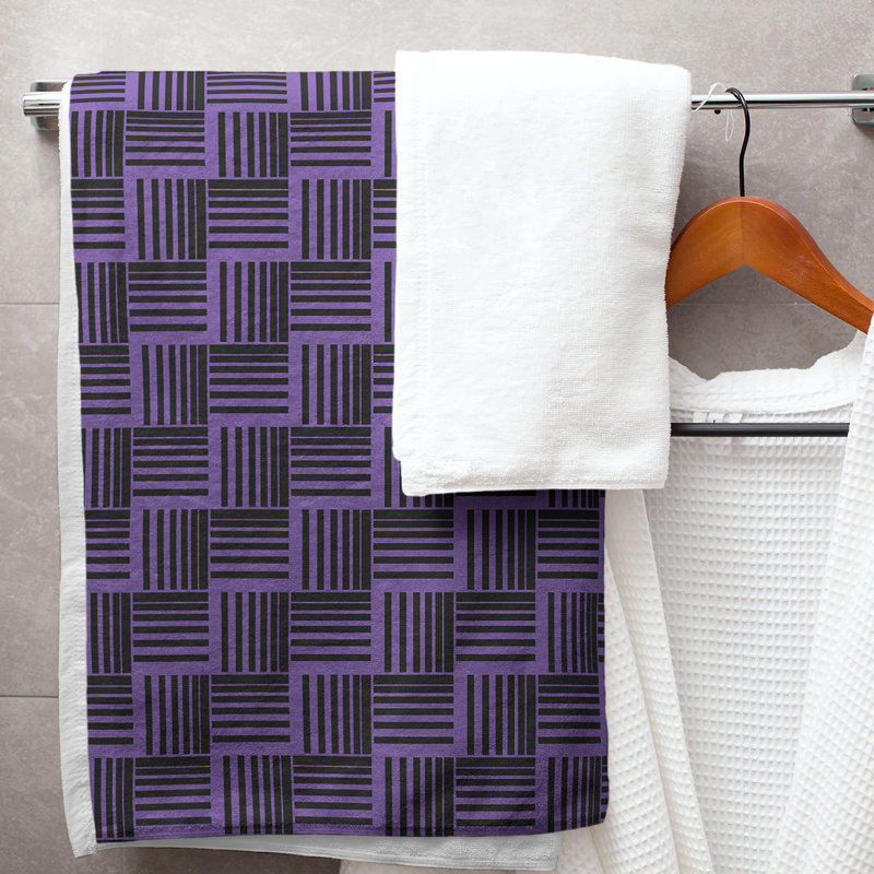 Jaya Bath Towel, Dark Purple/Black