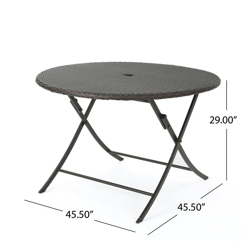 Hutt Round Wicker/Rattan Outdoor Folding Dining Table