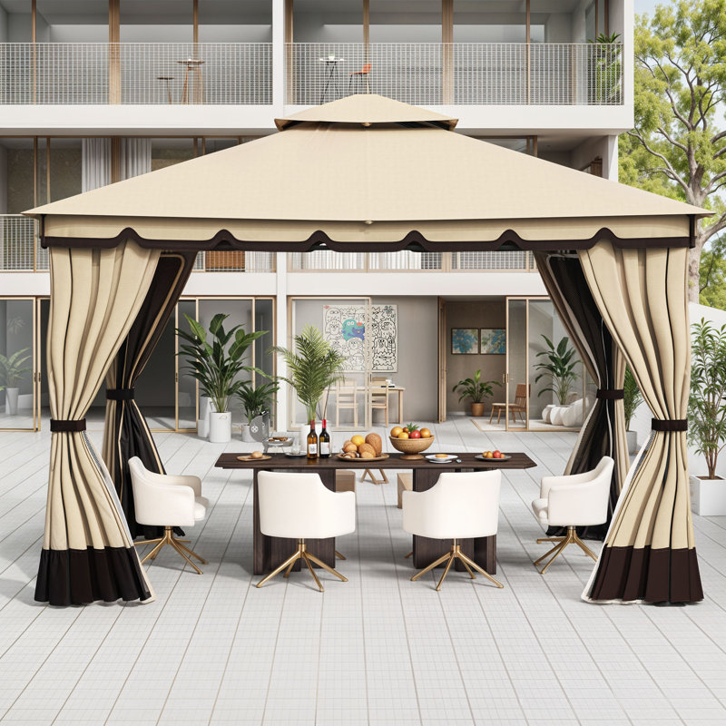 Soft Roof Gazebos Steel Patio Gazebo, 10 Ft. W x 12 Ft. D