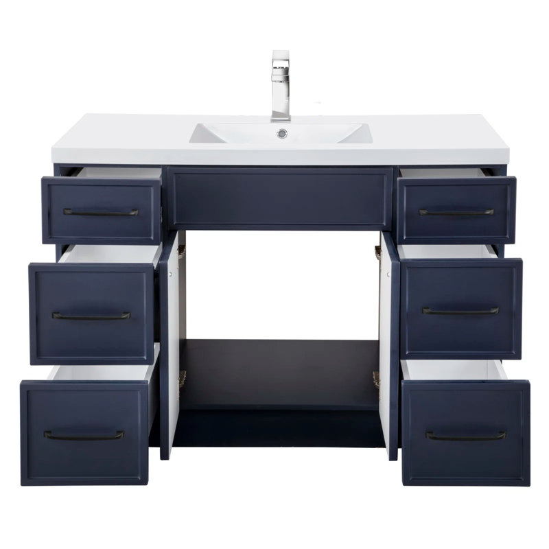 Ensemble de meuble-lavabo simple 48 po Manhattan, Bleu, Noir, 48"