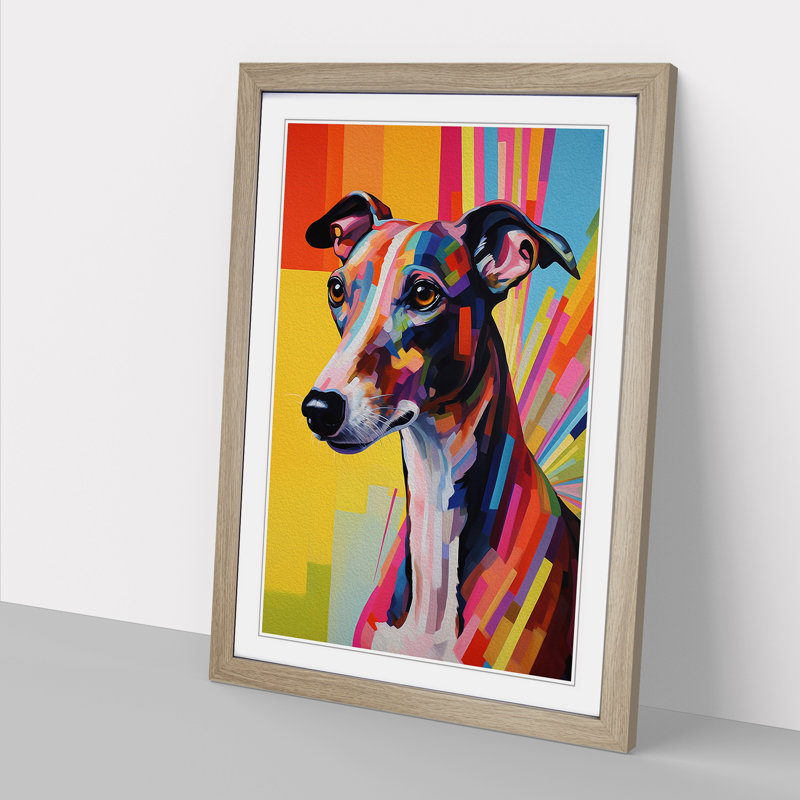 Greyhound Hard Edge Painting - Framed Print