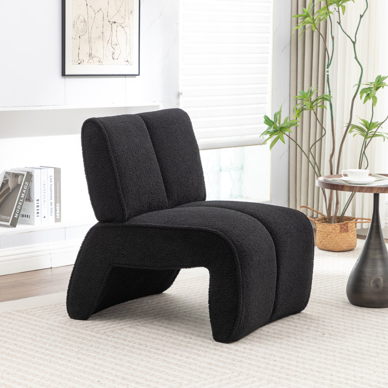 Mathias Upholstered Faux Fur Accent Chair, Black