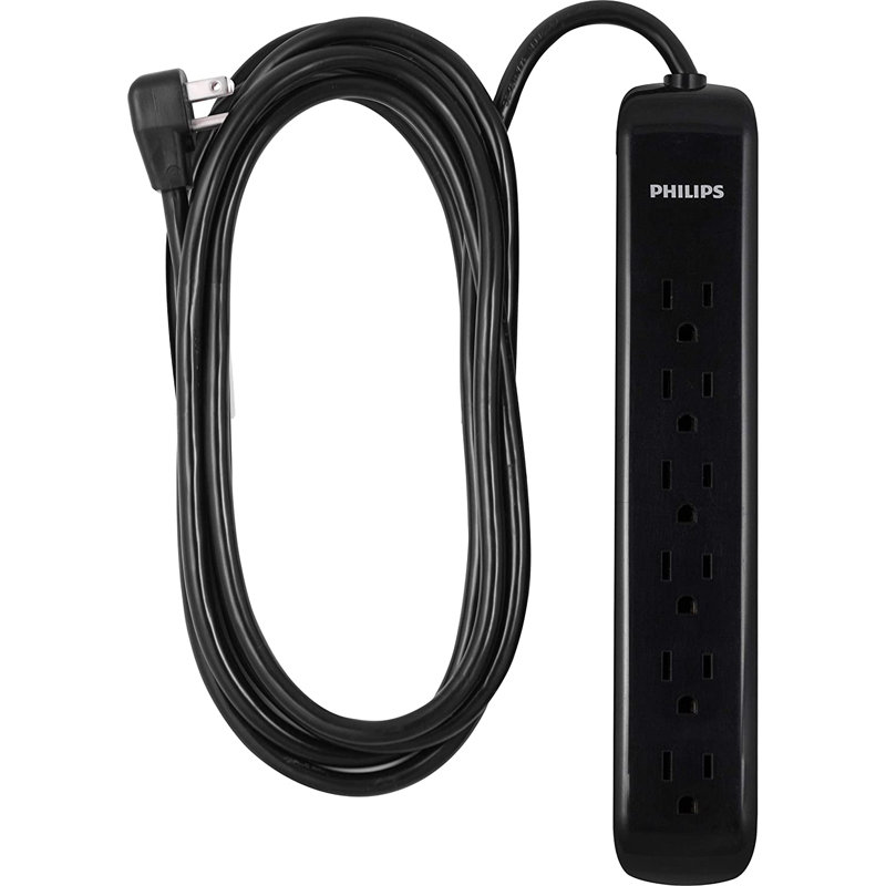 Philips 10-ft 6-Outlet Surge Protector, 1080J, Black, SPP6110BC/37