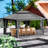 Kozyard Alexander Gray Double Roof Hardtop Gazebo with Privacy Curtain Mosquito Netting-86724634