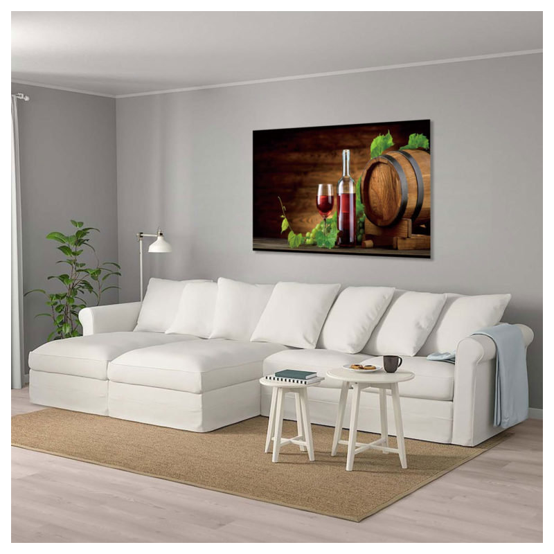 Impression sur toile Beck, raisin et vin, H 32 po x l 47 po x P 1 po, Encadrement doré