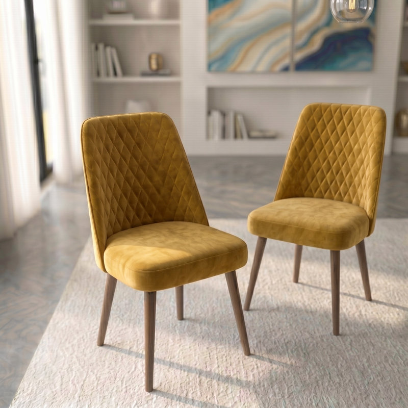 Chaise parsons rembourrée en velours Ackley, Doré