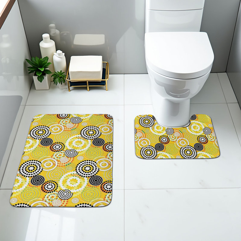  Ensemble de tapis géométriques pour salle de bain 2 pièces