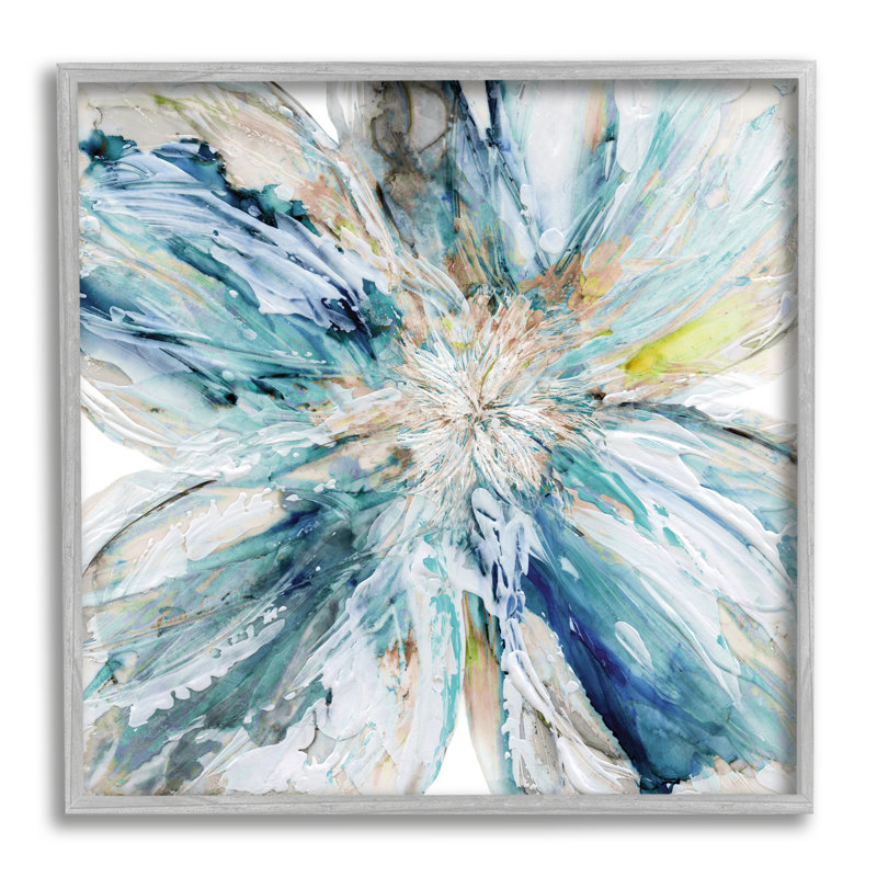 «Blossom Burst», art abstrait de la giclée encadrée par Carol Robinson, H 12 po x l 12 po x P 1,5 po, Encadré gris