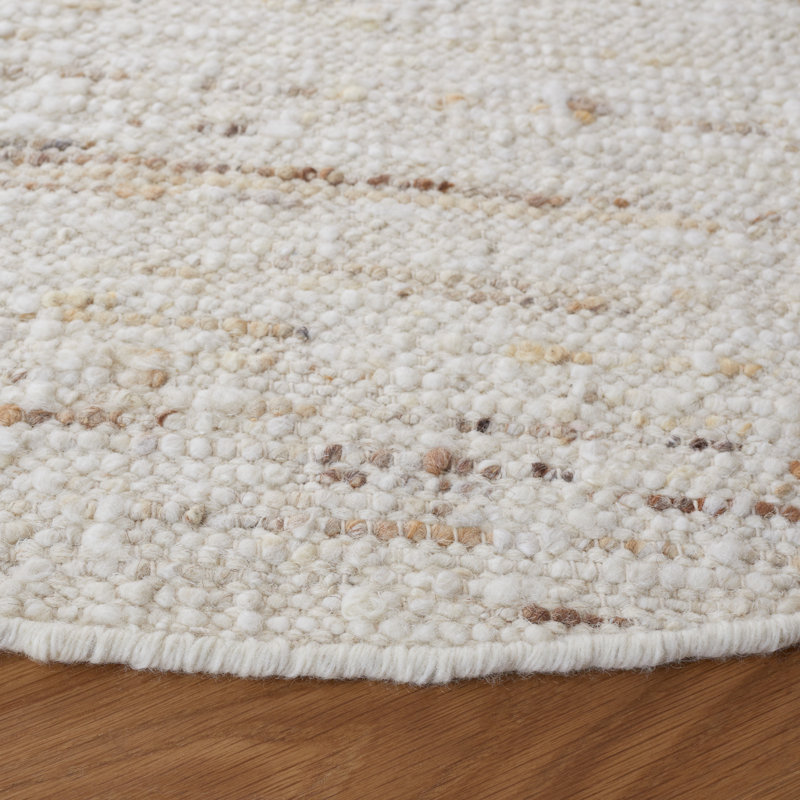Ardolino Natura Hand Woven Wool/Cotton Rug in Ivory/Light Gray, Round 6'