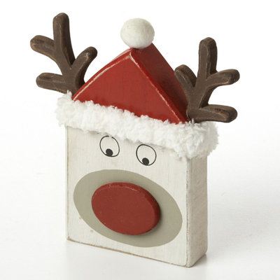 6In(S)X7in(S) White With Red Nose Reindeer