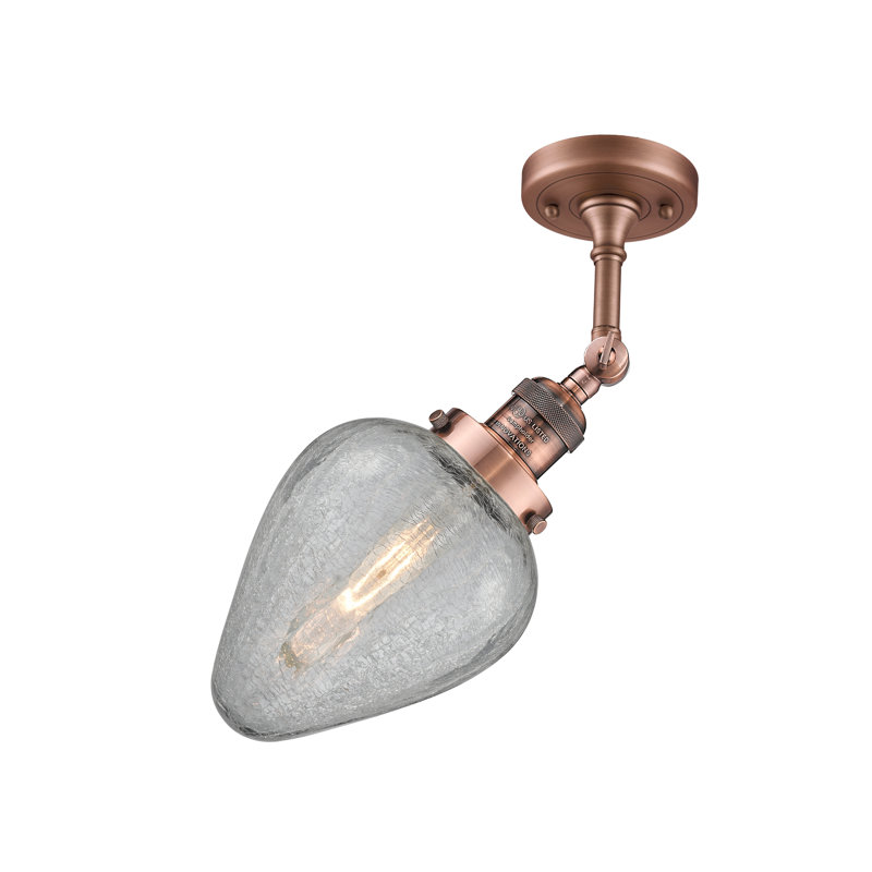 Shauna Glass Semi Flush Mount, Antique Copper