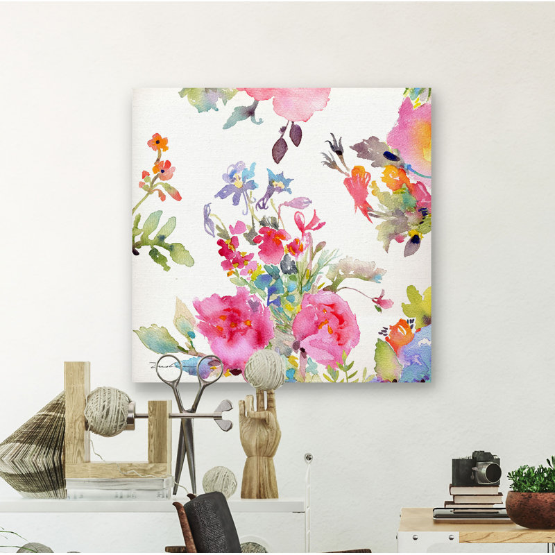 « aquarelle, composition de la fleur », peinture, H 10 po x l 10 po x P 1,5 po, Toile tendue