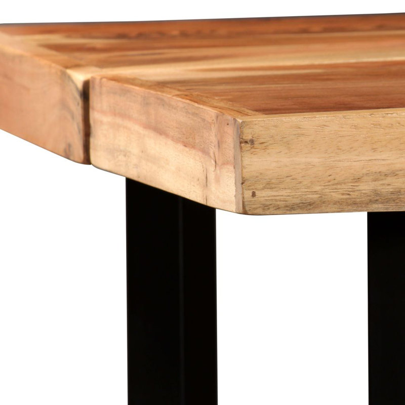 Milton Acacia Solid Wood Top Metal Base Dining Table, H107 x W120 x D60cm, Brown