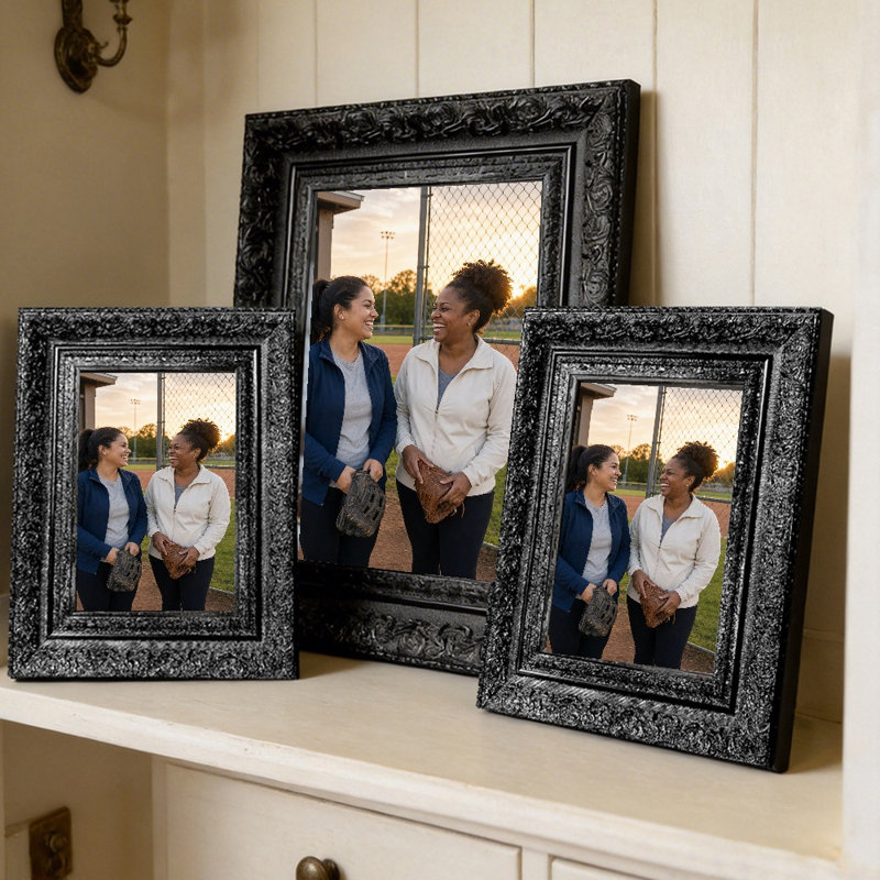Cadre photo simple 3 pièces 5 "x 7" noir pour tablette de chambre