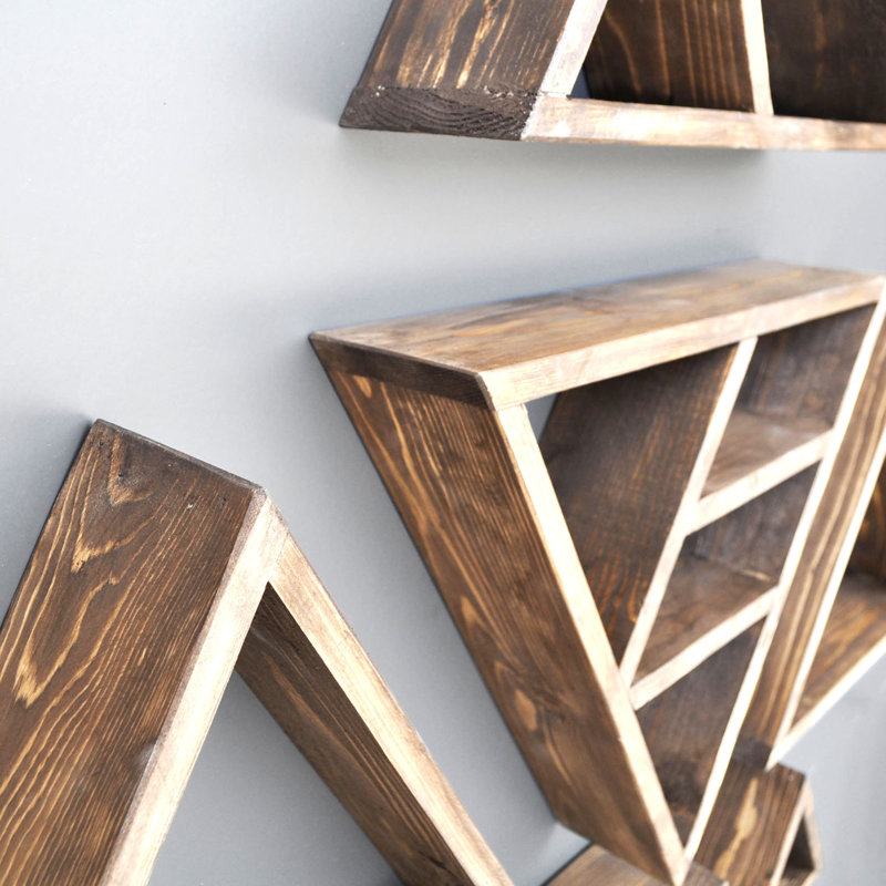 Remmy 10 Piece Triangle Spruce Solid Wood Accent Shelf